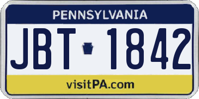 PA license plate JBT1842