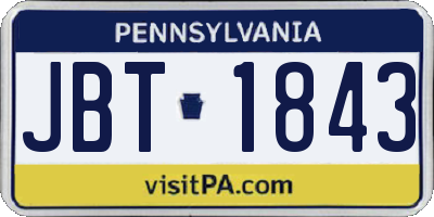 PA license plate JBT1843