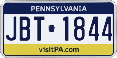 PA license plate JBT1844