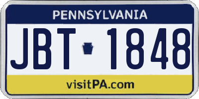 PA license plate JBT1848
