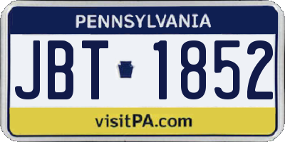 PA license plate JBT1852