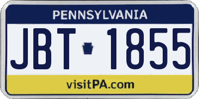PA license plate JBT1855