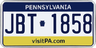 PA license plate JBT1858