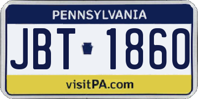 PA license plate JBT1860