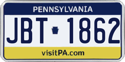 PA license plate JBT1862