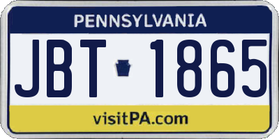 PA license plate JBT1865