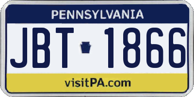 PA license plate JBT1866