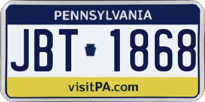 PA license plate JBT1868
