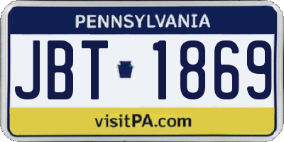 PA license plate JBT1869