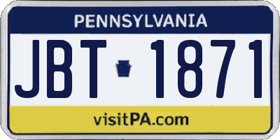 PA license plate JBT1871