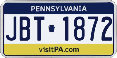 PA license plate JBT1872