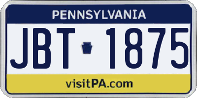 PA license plate JBT1875