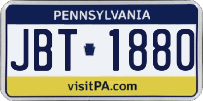 PA license plate JBT1880