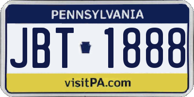 PA license plate JBT1888