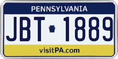 PA license plate JBT1889