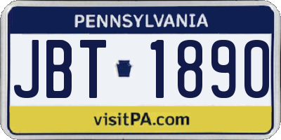 PA license plate JBT1890