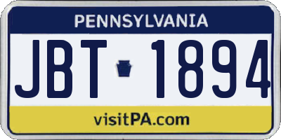 PA license plate JBT1894