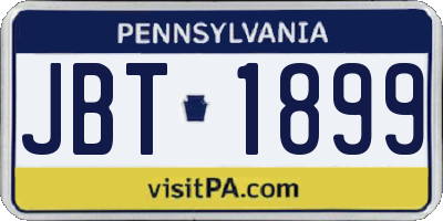 PA license plate JBT1899