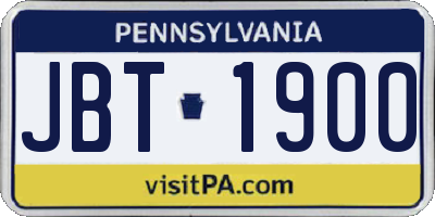 PA license plate JBT1900