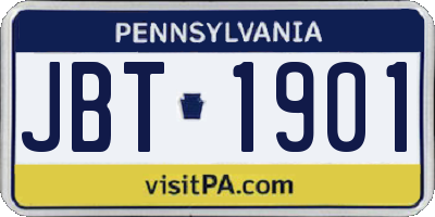 PA license plate JBT1901