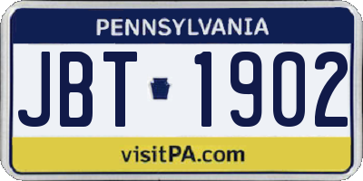 PA license plate JBT1902