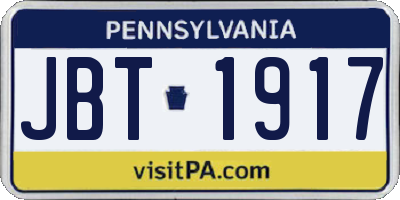 PA license plate JBT1917