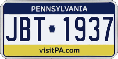 PA license plate JBT1937