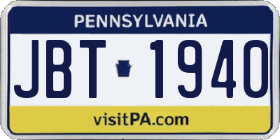 PA license plate JBT1940