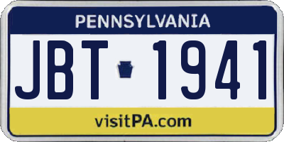 PA license plate JBT1941