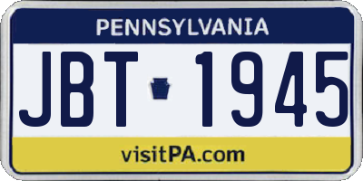 PA license plate JBT1945