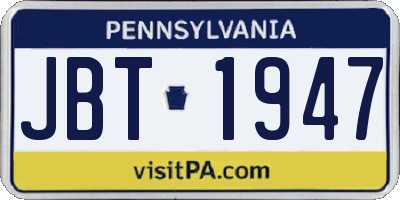 PA license plate JBT1947