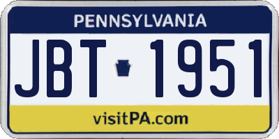 PA license plate JBT1951