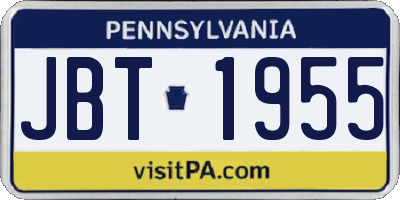 PA license plate JBT1955