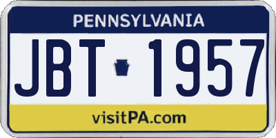 PA license plate JBT1957