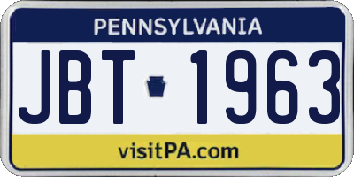 PA license plate JBT1963