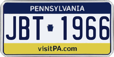 PA license plate JBT1966