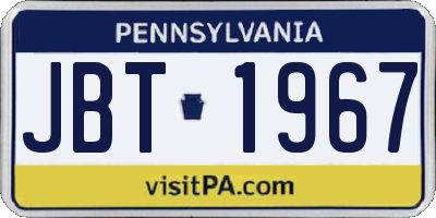 PA license plate JBT1967