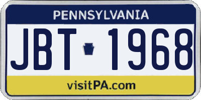 PA license plate JBT1968