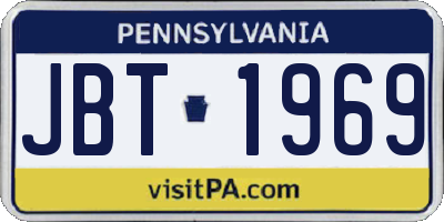 PA license plate JBT1969