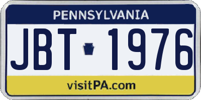 PA license plate JBT1976