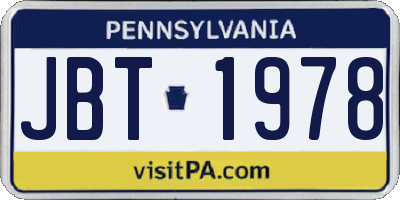 PA license plate JBT1978