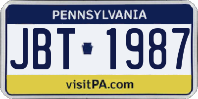 PA license plate JBT1987