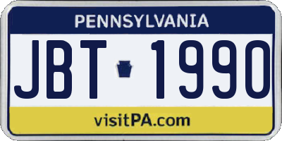 PA license plate JBT1990