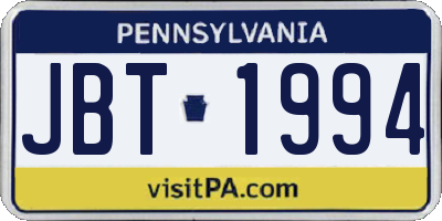 PA license plate JBT1994
