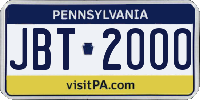 PA license plate JBT2000