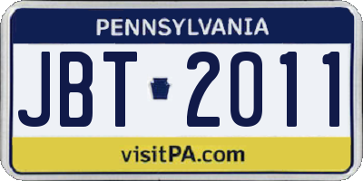 PA license plate JBT2011