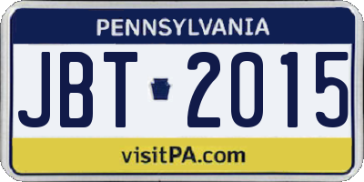 PA license plate JBT2015