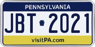 PA license plate JBT2021