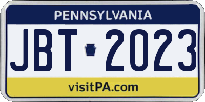 PA license plate JBT2023