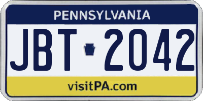 PA license plate JBT2042